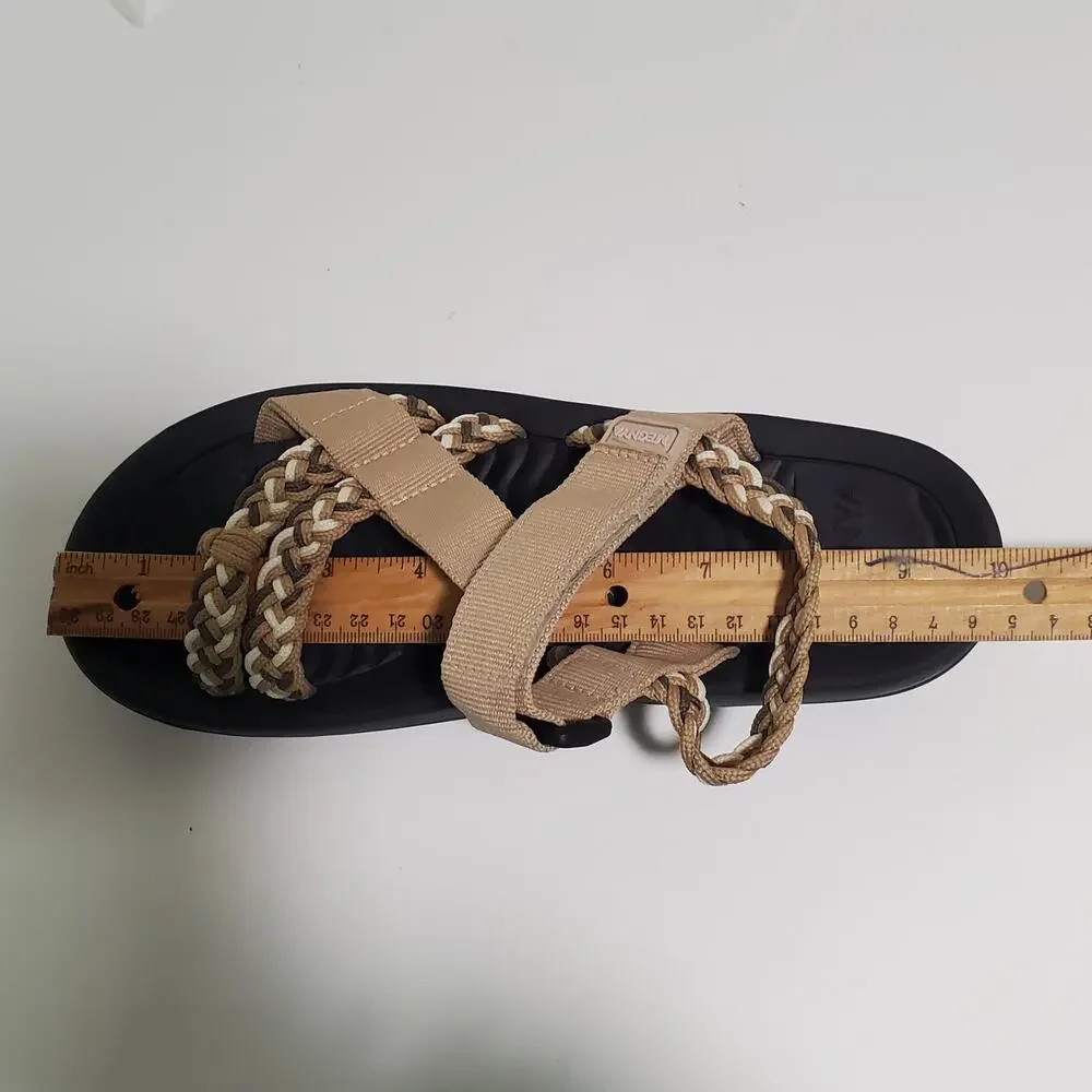 Sport Sandals Tan Womens 9 Arch Support Walking Toe Loop Ankle Strap MEGNYA 39 - Picture 11 of 13